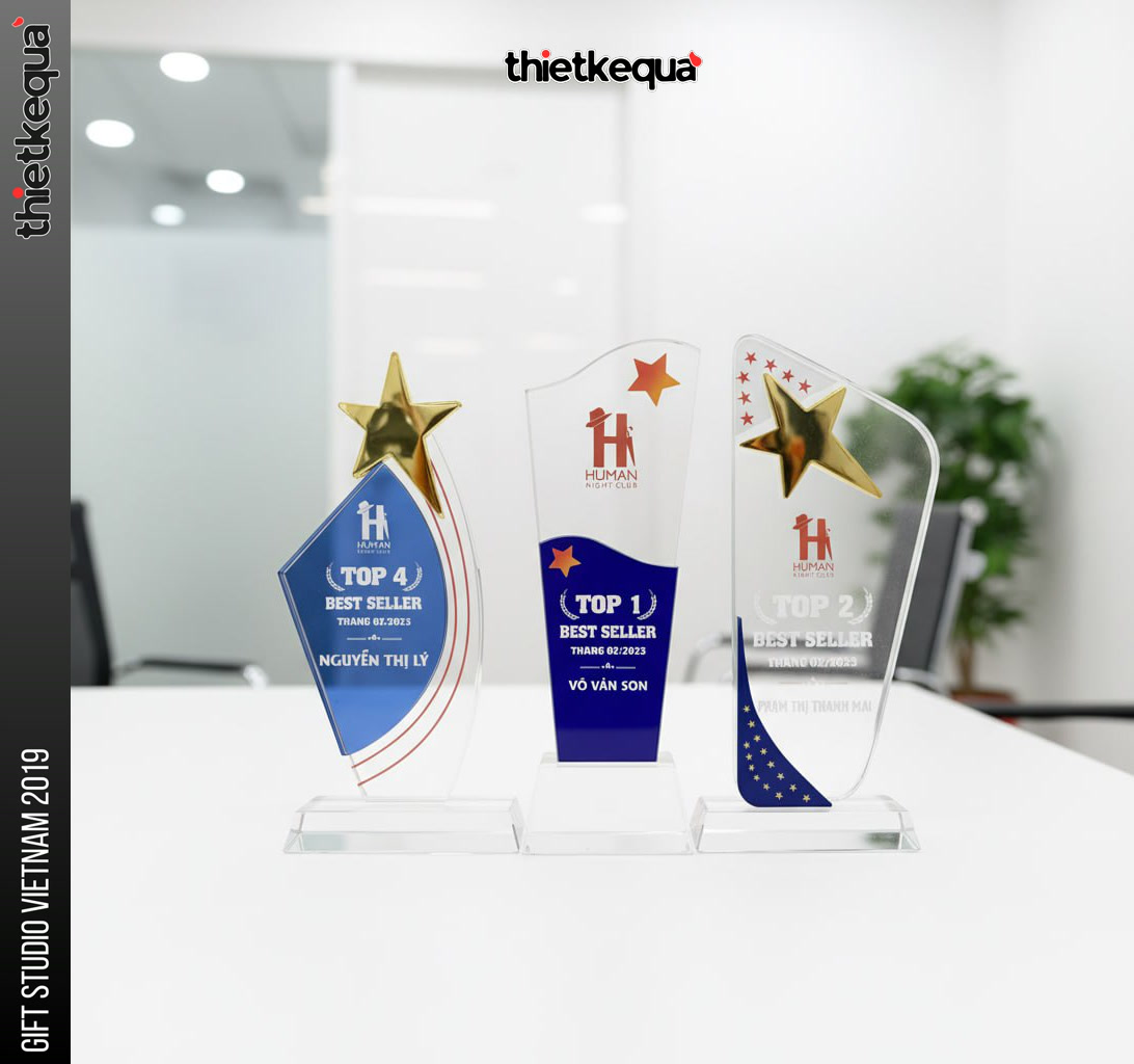 Bộ kỷ niệm chương pha lê TOP 1 – TOP 2 – TOP 3 thiết kế hiện đại - Ảnh 2