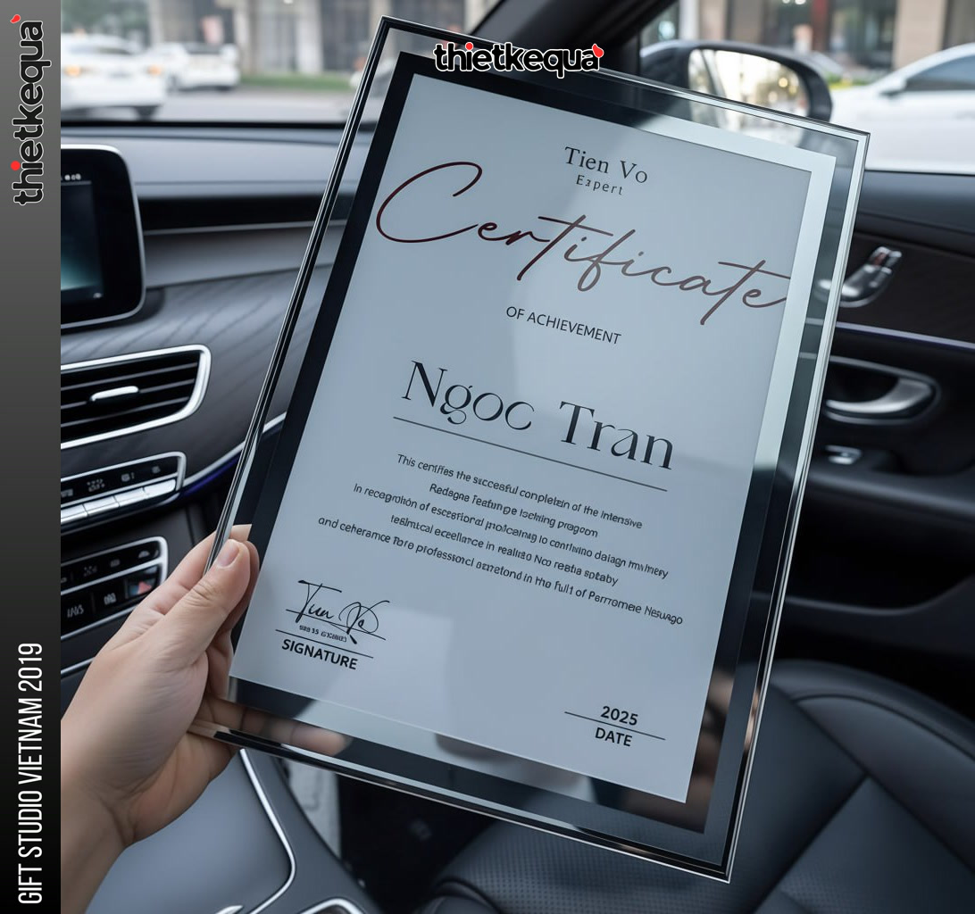 Bảng vinh danh pha lê Certificate Of Achievement hiện đại - Ảnh 3