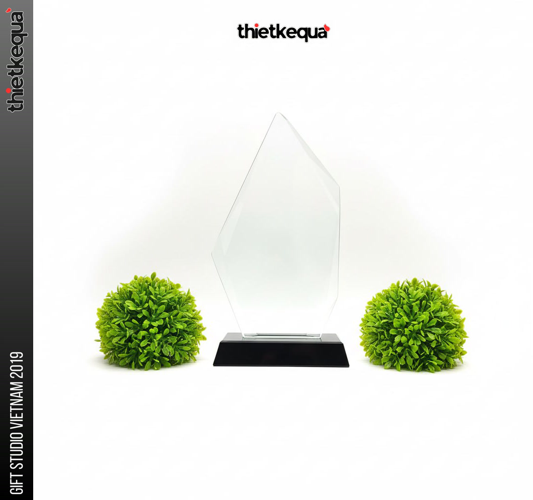 Cúp pha lê ngọn lửa trong suốt cao cấp