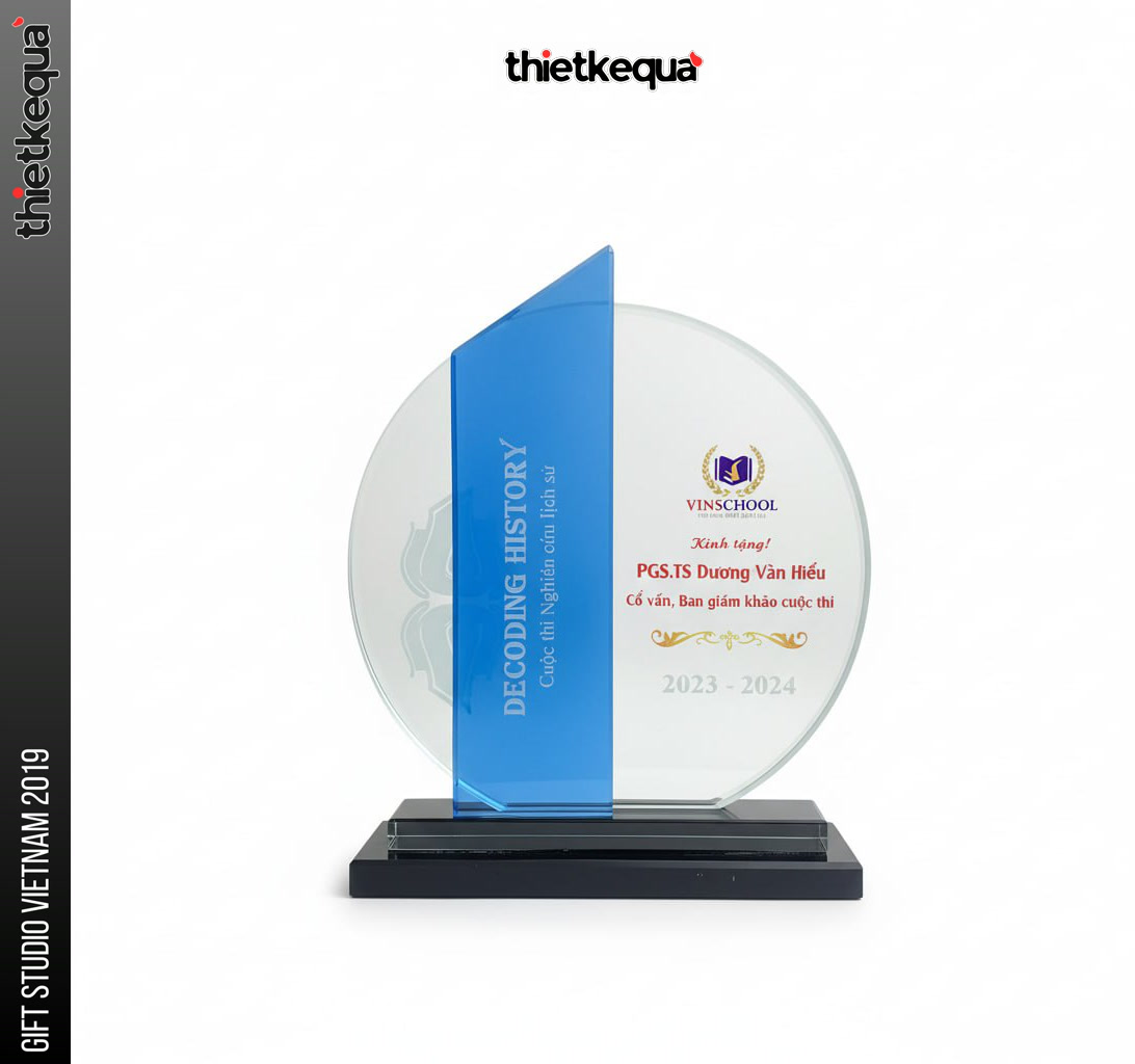 Cúp pha lê kỷ niệm cuộc thi Decoding History Vinschool cao cấp