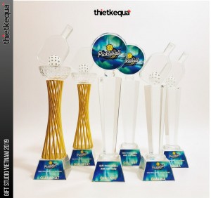 Bộ Cúp Pha Lê Giải Đấu Pickleball đầy đủ 3 giải