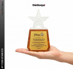 Cúp Đế Gỗ Mặt Đồng Cúp Pha Lê công ty Poeme