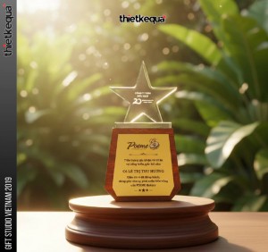 Cúp Đế Gỗ Mặt Đồng Cúp Pha Lê công ty Poeme