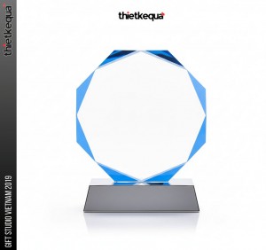 Cúp Pha Lê Bát Giác Đế Kim Loại Cao Cấp