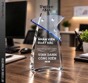 Cúp Pha Lê để bàn Vinh danh nhân viên cống hiến