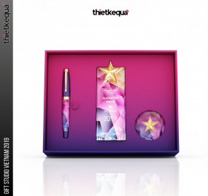 Cúp pha lê Headwaters Award 2019 thiết kế ngôi sao vàng phối màu nghệ thuật