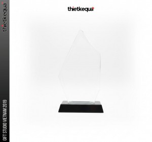 Cúp pha lê ngọn lửa trong suốt cao cấp