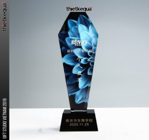 Cúp pha lê vinh danh cá nhân xuất sắc màu sắc huyền bí hiện đại