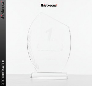 Cúp pha lê vinh danh thiết kế ngọn lửa mềm tối giản