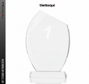 Cúp pha lê vinh danh thiết kế ngọn lửa mềm tối giản