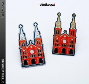 Pin cài áo đẹp Hình nhà Thờ Đức Bà